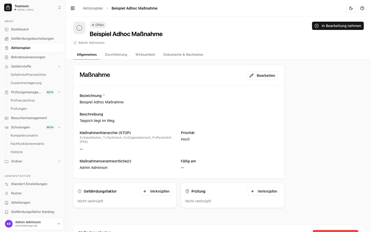 Verknüpfungen auf der Maßnahmen-Detailseite