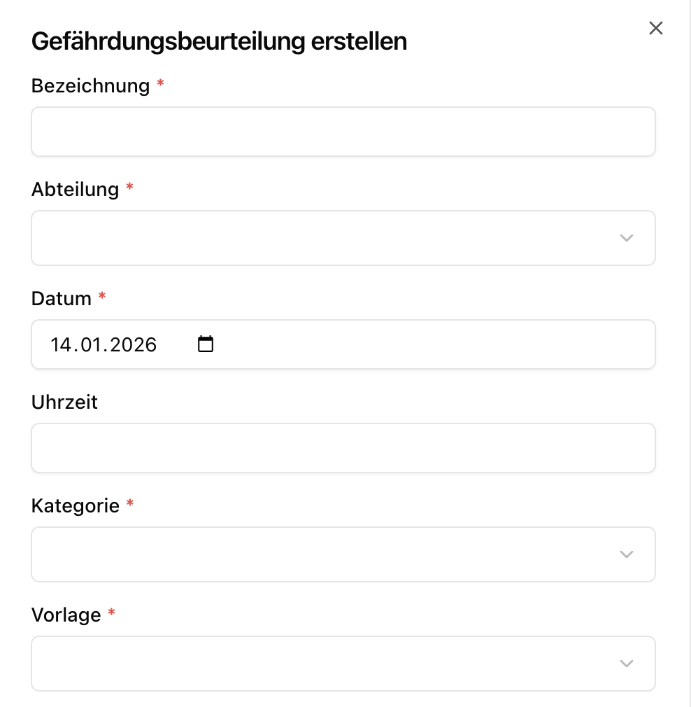 Gefährdungsbeurteilung erstellen