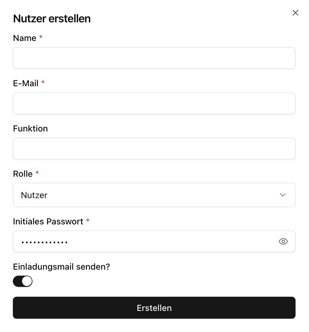 Nutzer erstellen Dialog