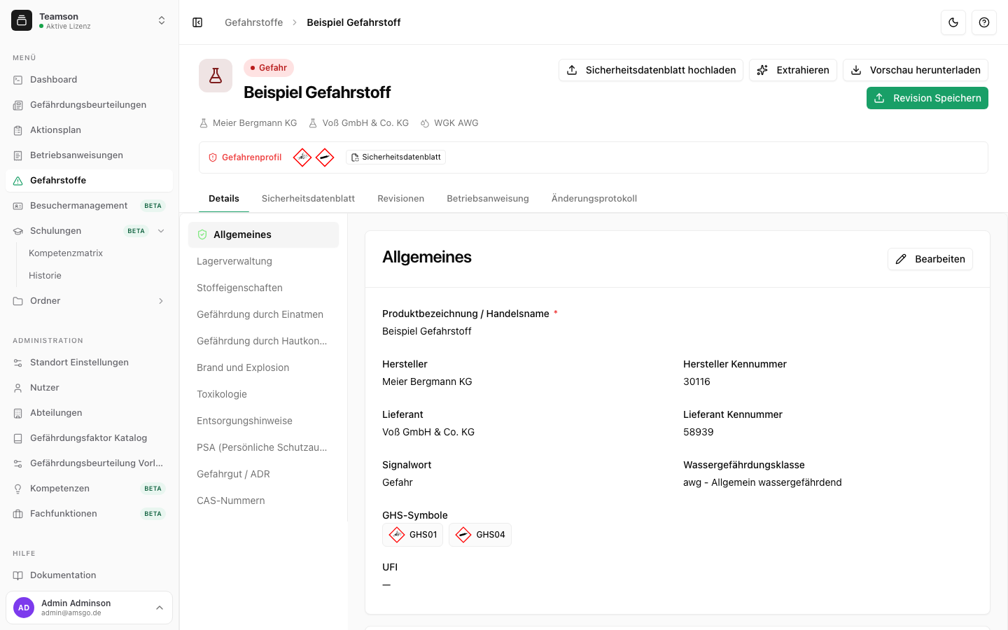 Gefahrstoff-Detailseite