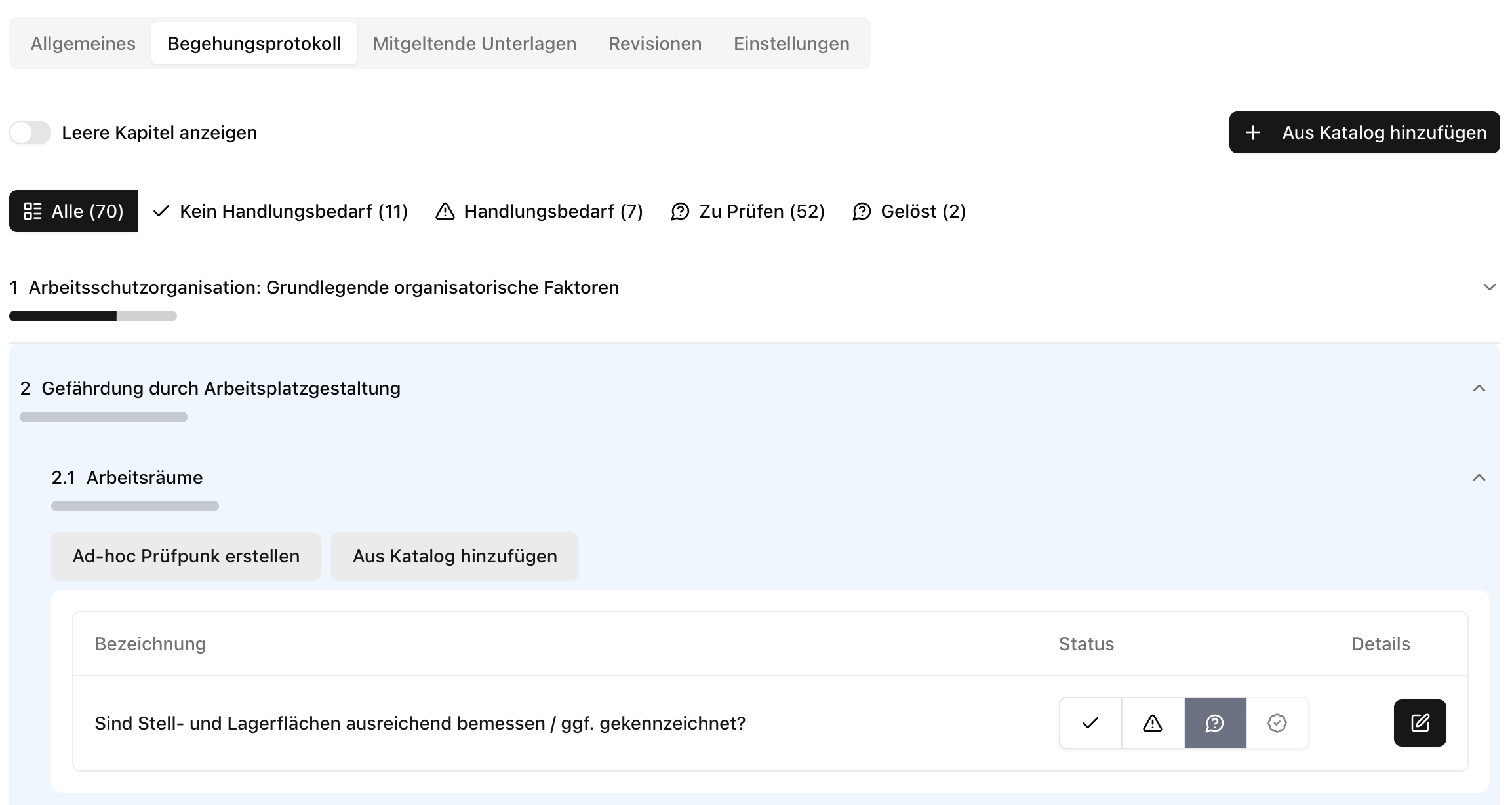 Begehungsprotkoll Ausfüllen