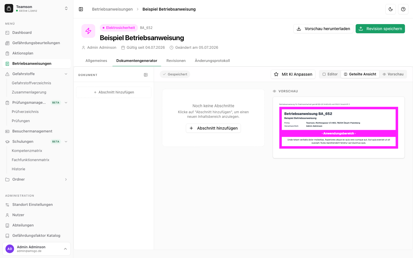 Dokumentengenerator mit Live-Vorschau