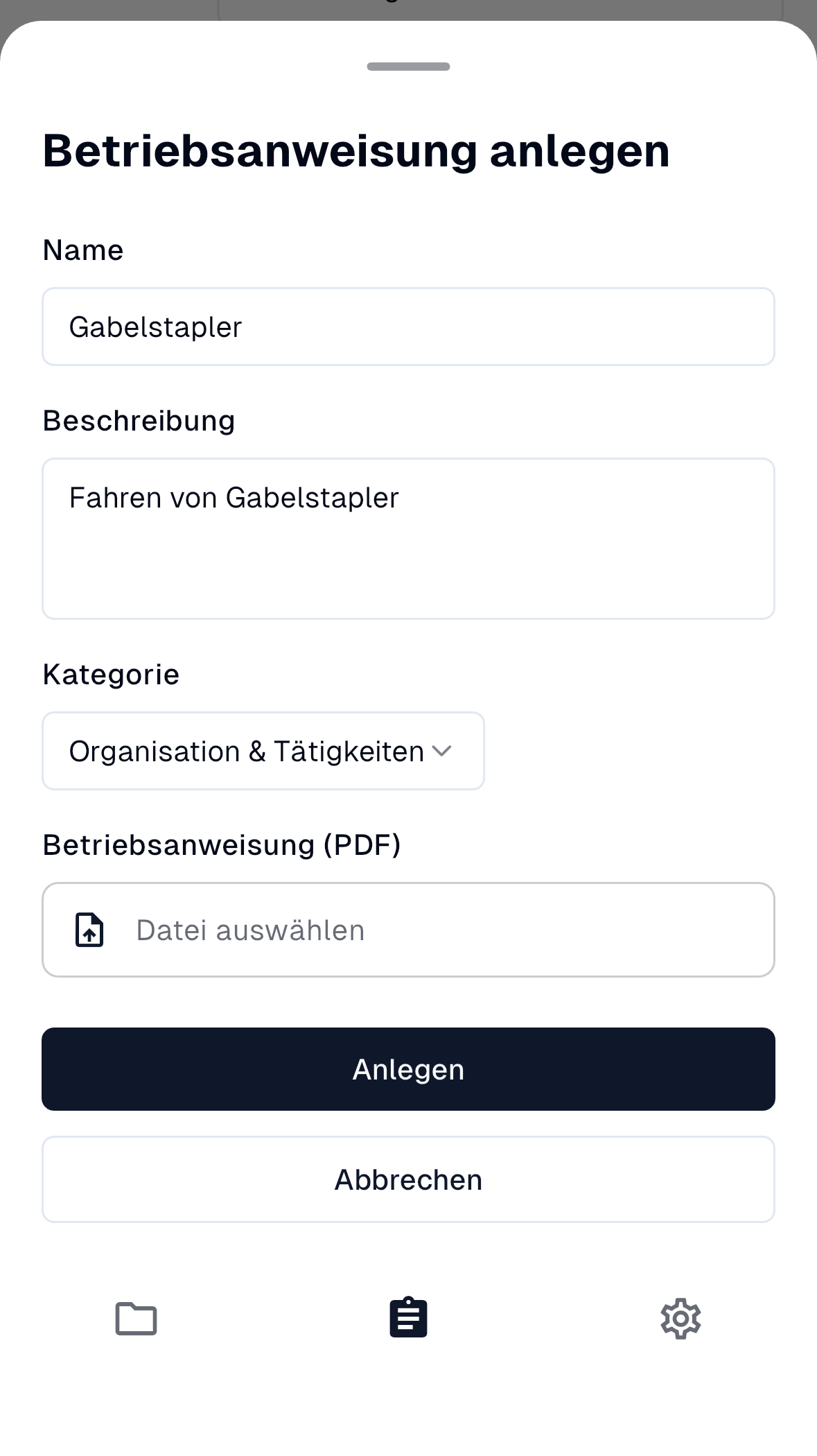 Neue Betriebsanweisung