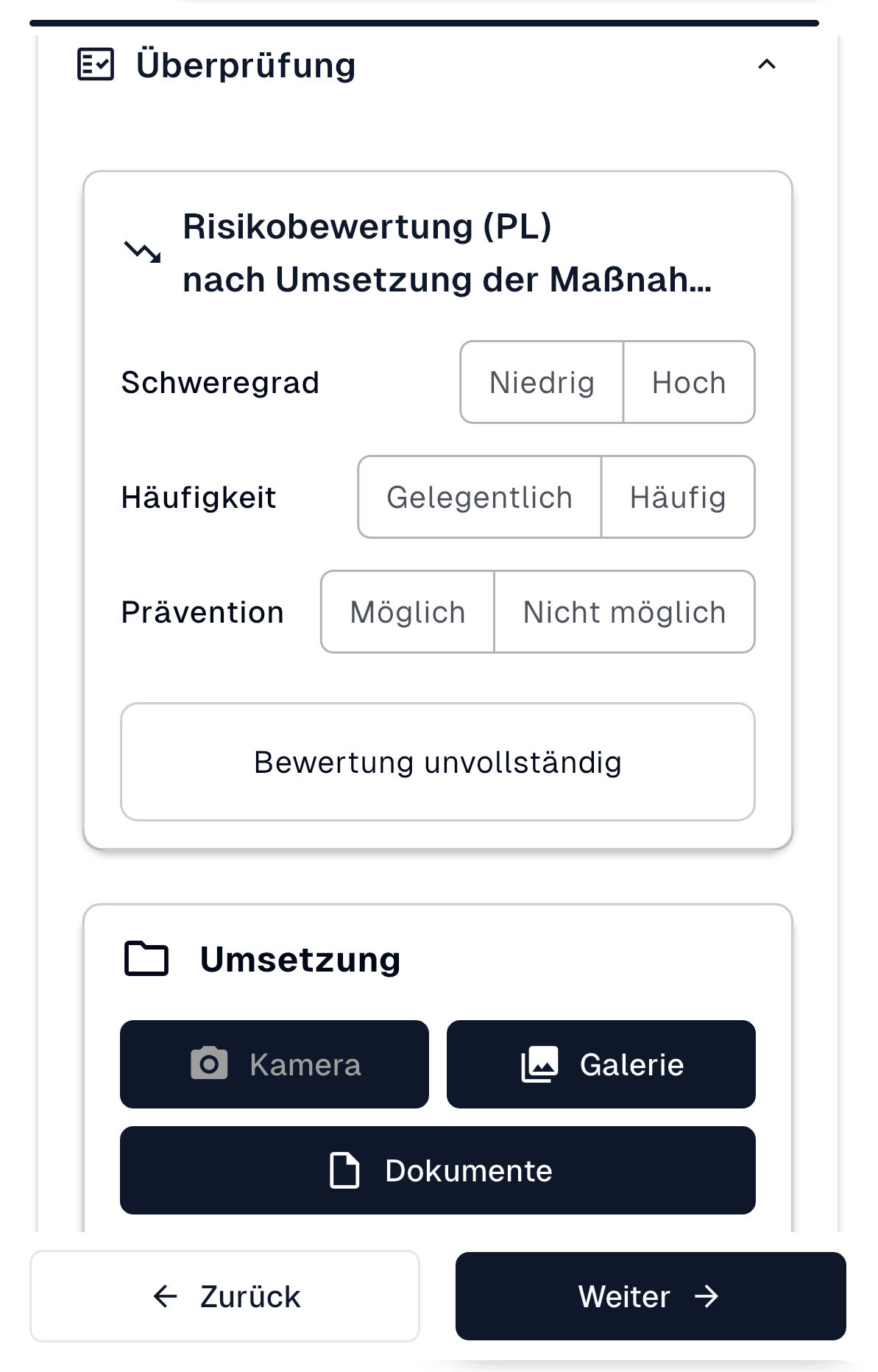 Überprüfung nach Umsetzung