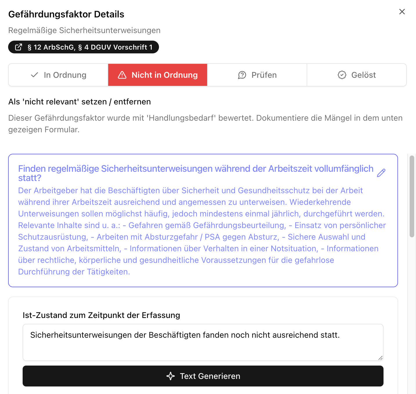Gefährdungsfaktor Details