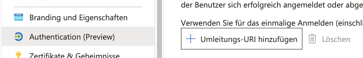 SSO oAuth Umleitung Schritt 1