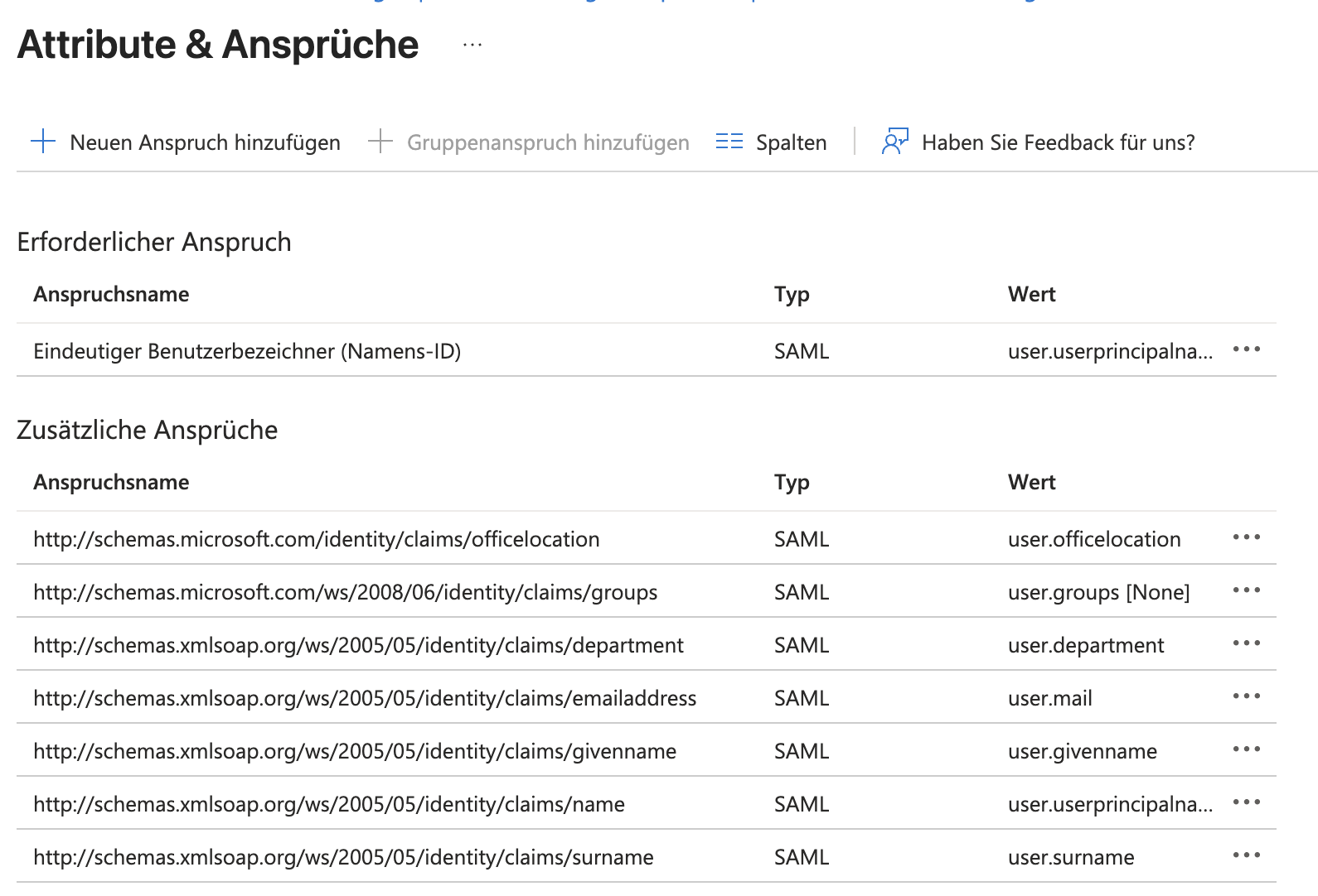 Attribute und Ansprüche