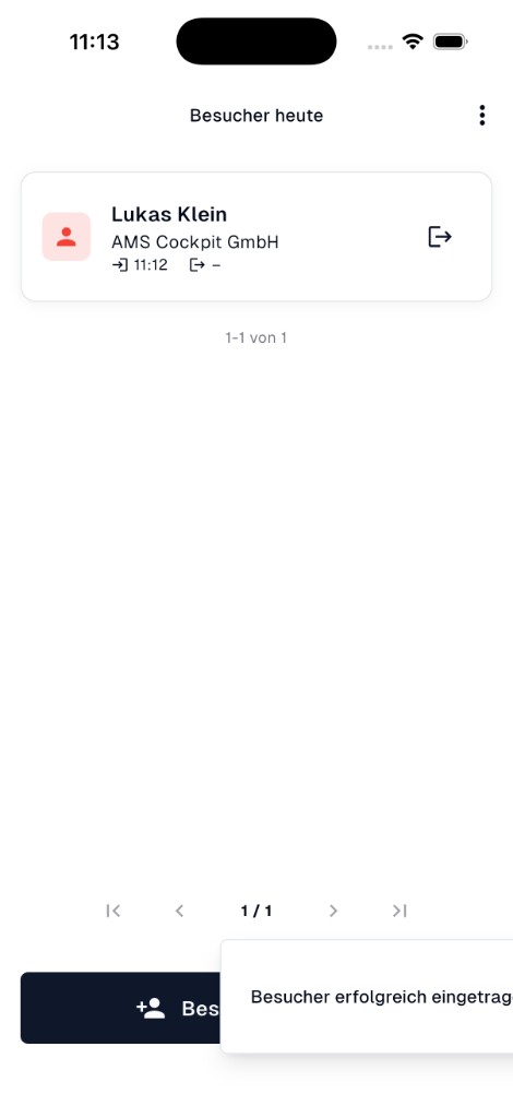 Besucher heute mit Besucherliste